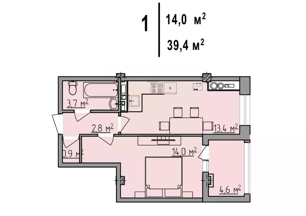 1-к кв. Липецкая область, Липецк ул. И.В. Шкатова, 21 (39.4 м) - Фото 0