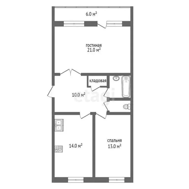 2-комнатная квартира: Тукаевский район, Новотроицкое сельское ... - Фото 1