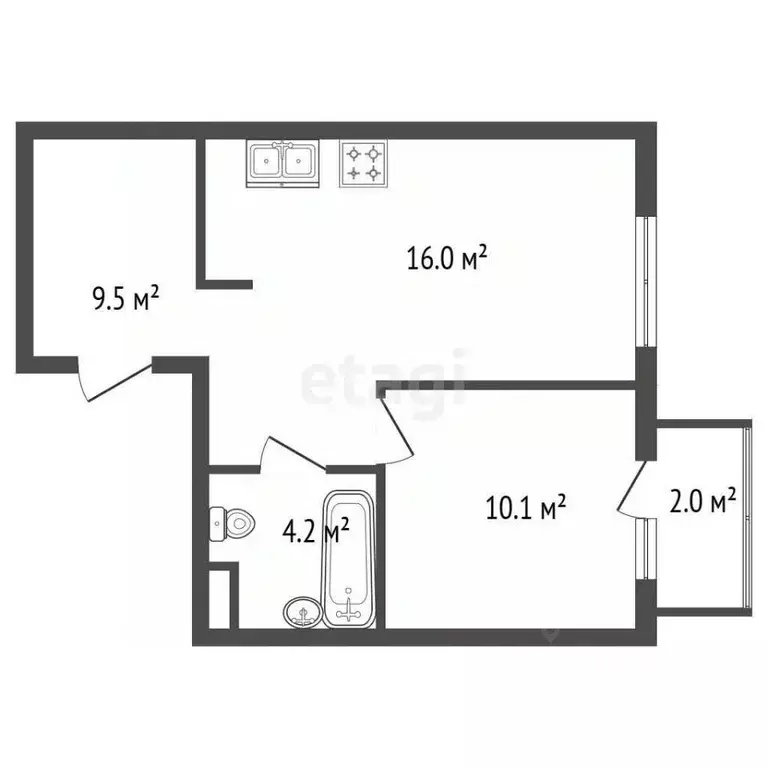 1-к кв. Санкт-Петербург ул. Тосина, 1к1 (40.0 м) - Фото 2