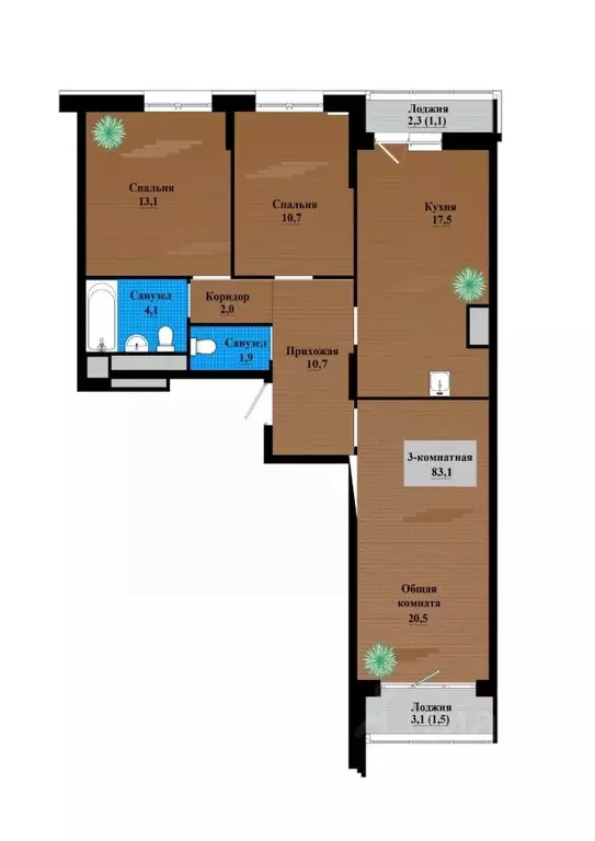 3-к кв. Забайкальский край, Чита просп. Маршала Жукова (82.7 м) - Фото 1