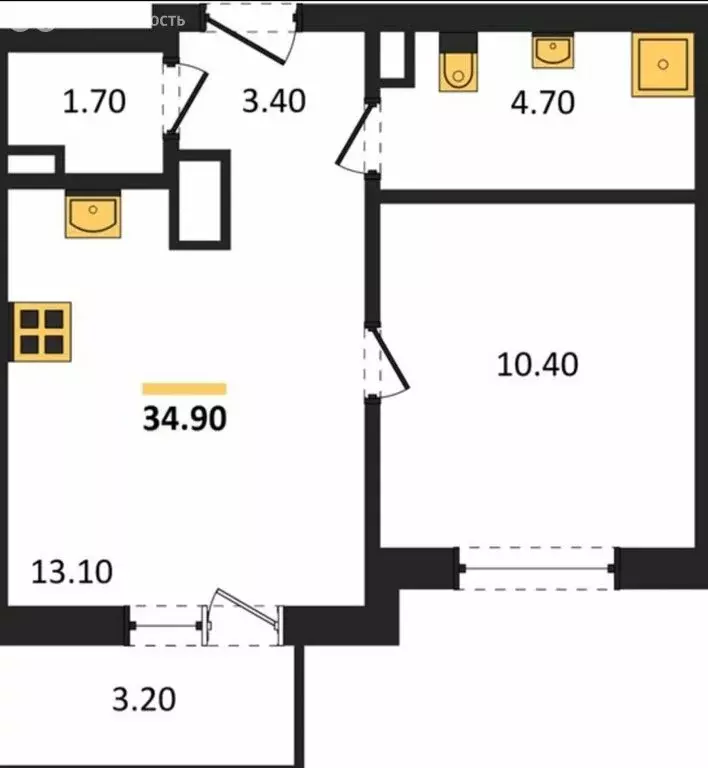 1-комнатная квартира: Сертолово, улица Ларина, 9 (34.5 м) - Фото 1