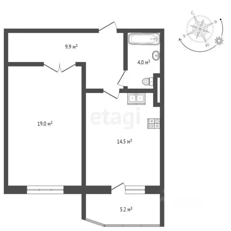 1-к кв. Ханты-Мансийский АО, Сургут ул. Мелик-Карамова, 88 (47.0 м) - Фото 1