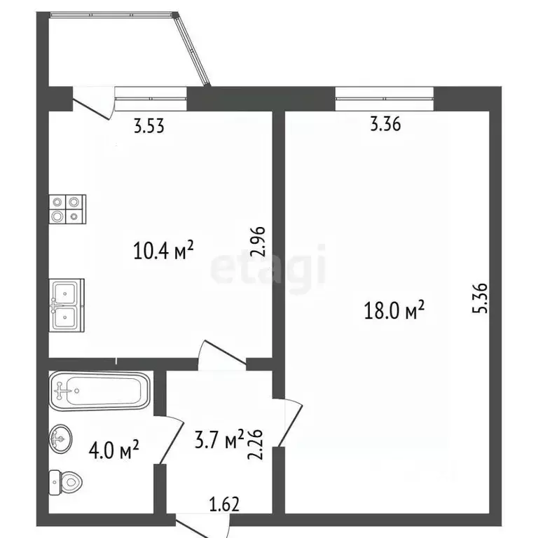 1-к кв. Ямало-Ненецкий АО, Ноябрьск ул. Республики, 44 (36.1 м) - Фото 0