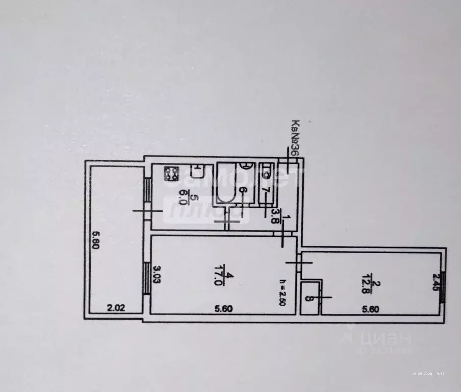 2-к кв. Кабардино-Балкария, Нальчик ул. Мусукаева, 23 (44.0 м) - Фото 2