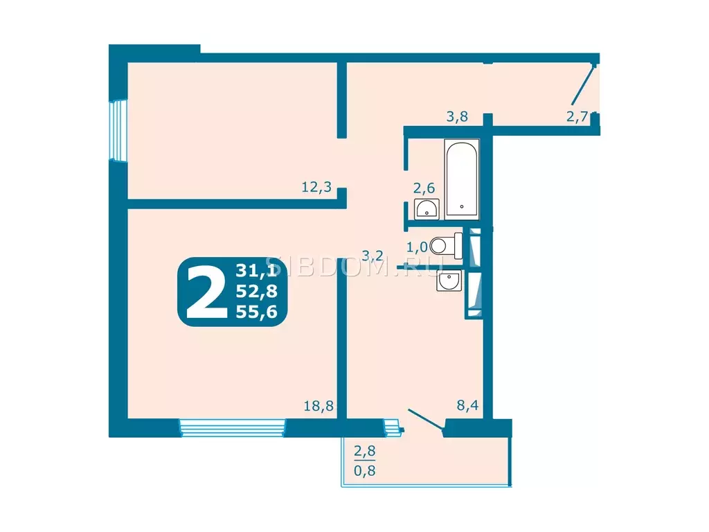 Продаётся 2-к квартира, 56 м - Фото 1