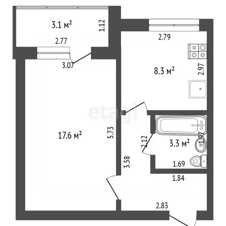 1-к кв. Забайкальский край, Чита ул. Казачья, 36 (35.4 м) - Фото 2