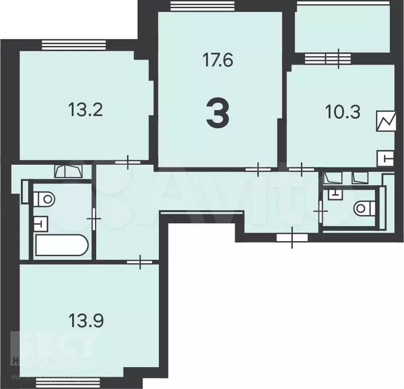 Аукцион: 3-к. квартира, 73,8 м, 22/24 эт. - Фото 0