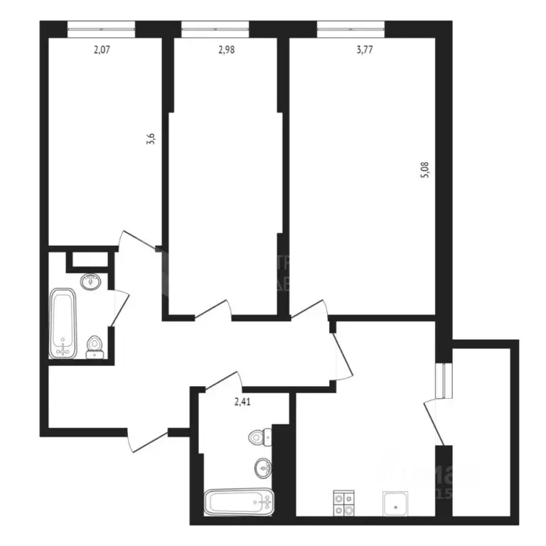 3-к кв. Тюменская область, Тюмень ул. Бакинских Комиссаров, 1 (78.0 м) - Фото 1