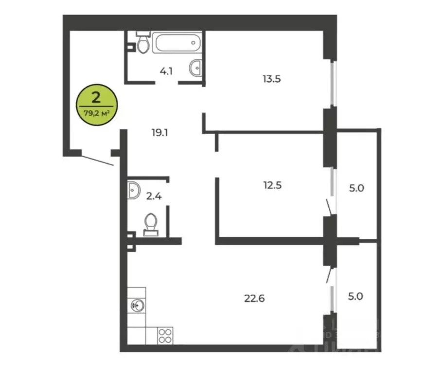2-к кв. Брянская область, Брянск Степная ул. (79.2 м) - Фото 1