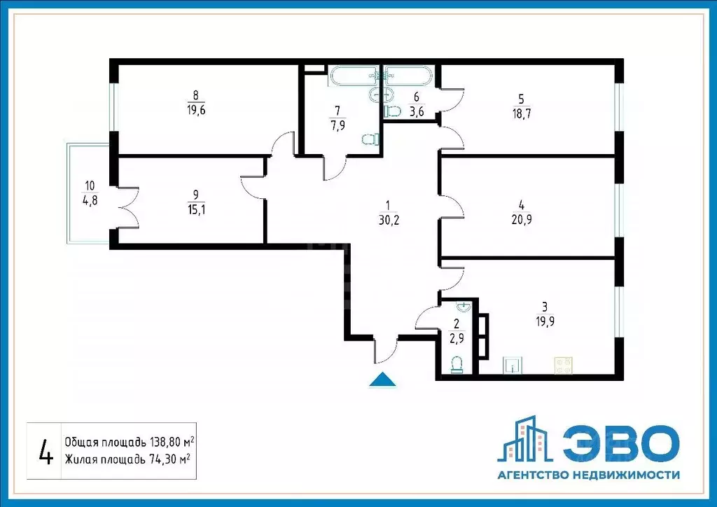 4-к кв. Санкт-Петербург Малодетскосельский просп., 40 (138.8 м) - Фото 2