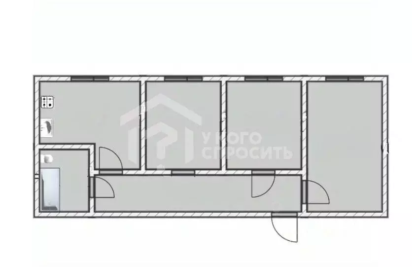Квартира, 3 комнаты, 53.4 м - Фото 1