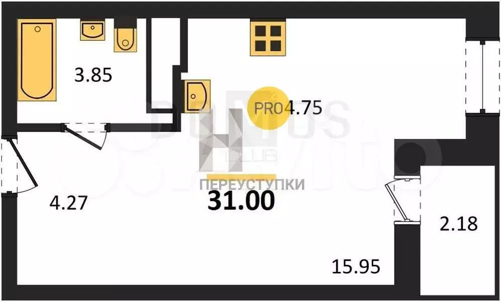 Квартира-студия, 31 м, 20/21 эт. - Фото 0