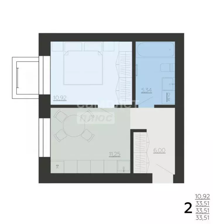 1-комнатная квартира: Ленино, проспект Мечты, 2 (33.51 м) - Фото 1