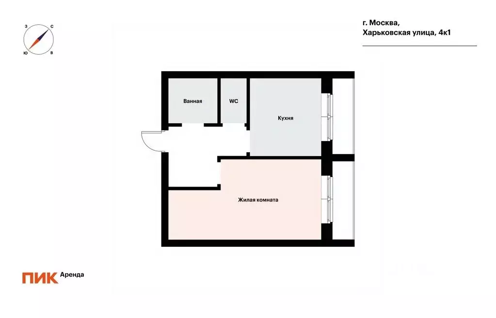 1-к кв. Москва Харьковская ул., 4К1 (39.6 м) - Фото 1