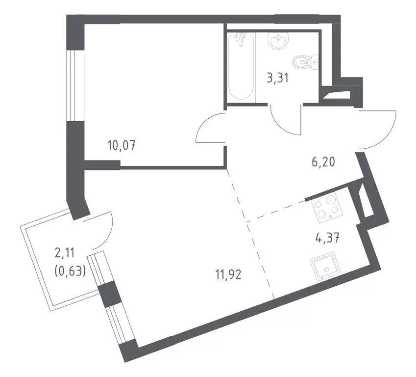 1-комнатная квартира: деревня Лаголово, жилой комплекс Квартал ... - Фото 1
