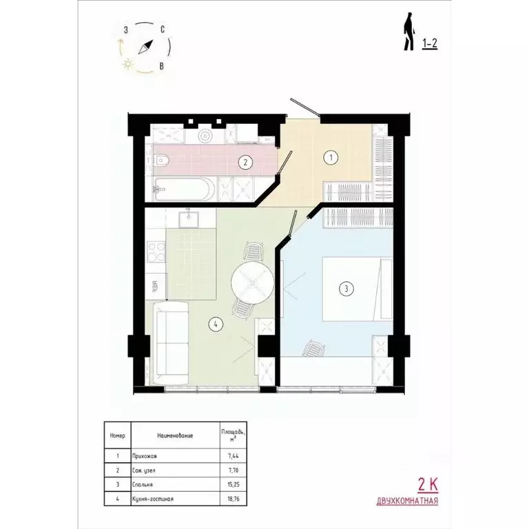 2-к кв. Приморский край, Владивосток Острогорный жилой комплекс (50.13 ... - Фото 1