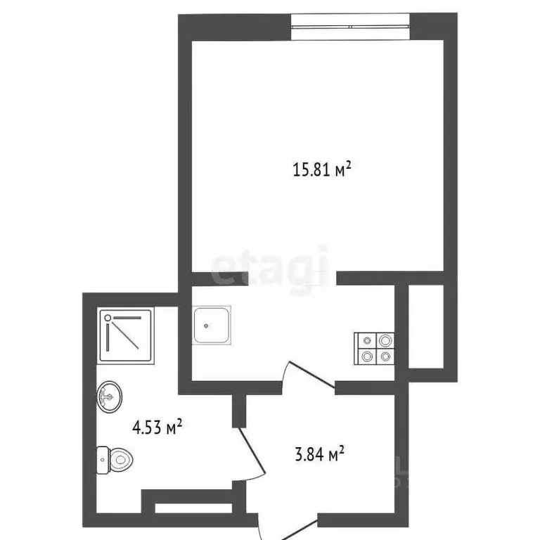 Студия Тюменская область, Тюмень ул. Фармана Салманова, 17 (23.5 м) - Фото 0