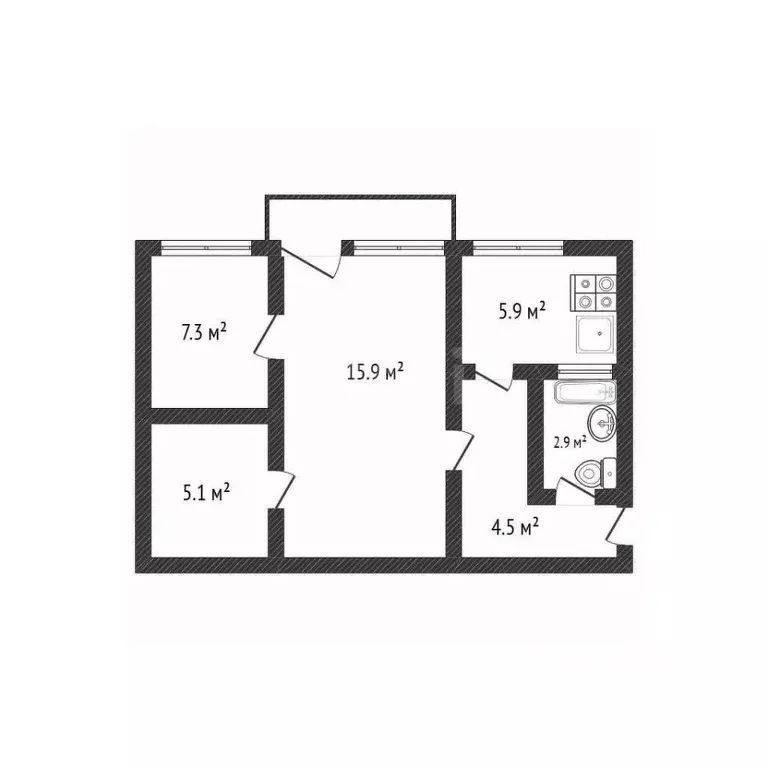 2-к кв. Белгородская область, Валуйки ул. Курячего, 24/8 (41.8 м) - Фото 2