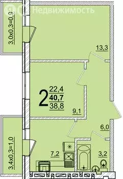 2-комнатная квартира: аул Новая Адыгея, улица Тургеневское шоссе, ... - Фото 1