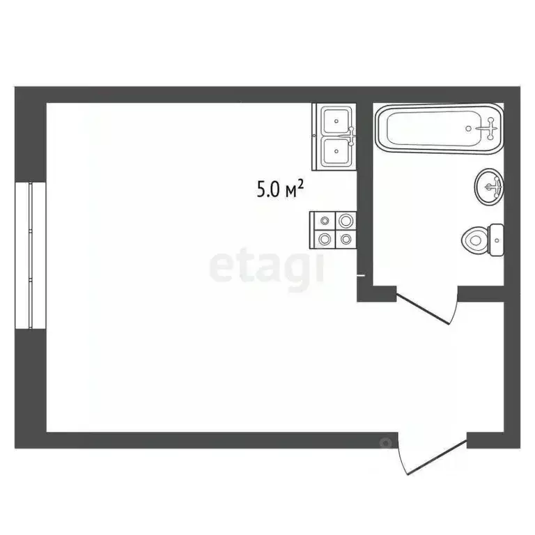 Студия Ростовская область, Ростов-на-Дону Киргизская ул., 5/1 (17.8 м) - Фото 1
