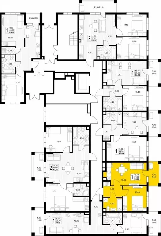 1-комнатная квартира: Сукко, жилой комплекс Кипарис (35.7 м) - Фото 1