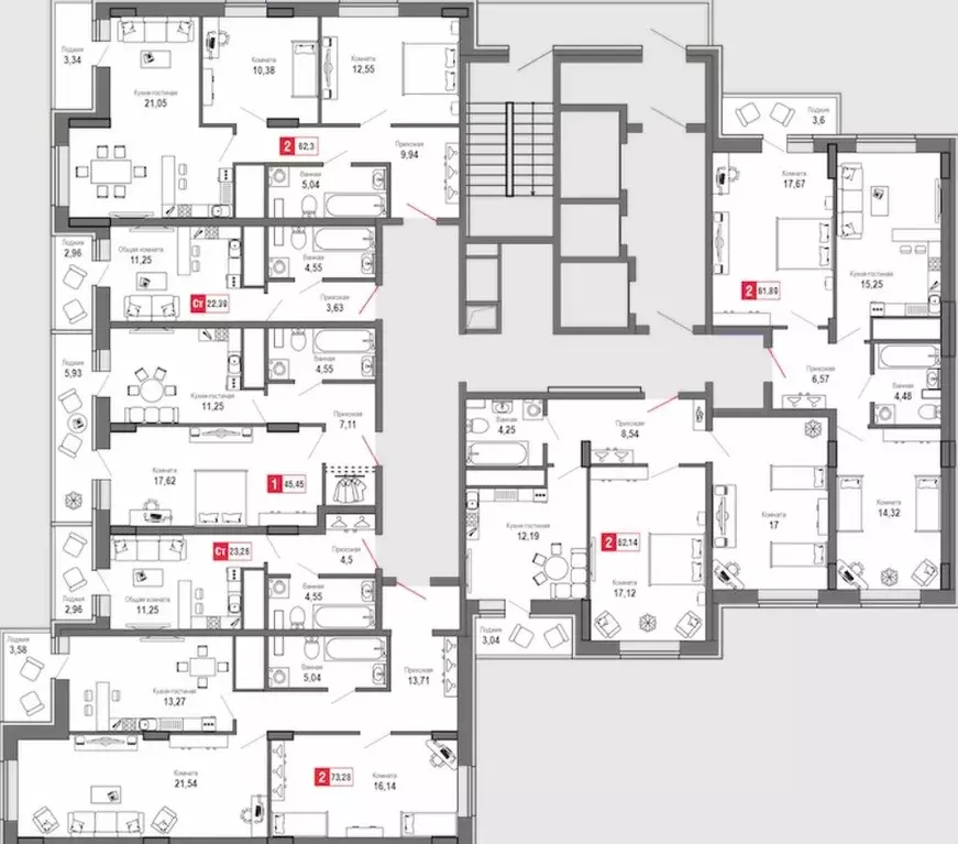 2-к кв. Тверская область, Тверь Брусилово мкр,  (73.28 м) - Фото 2