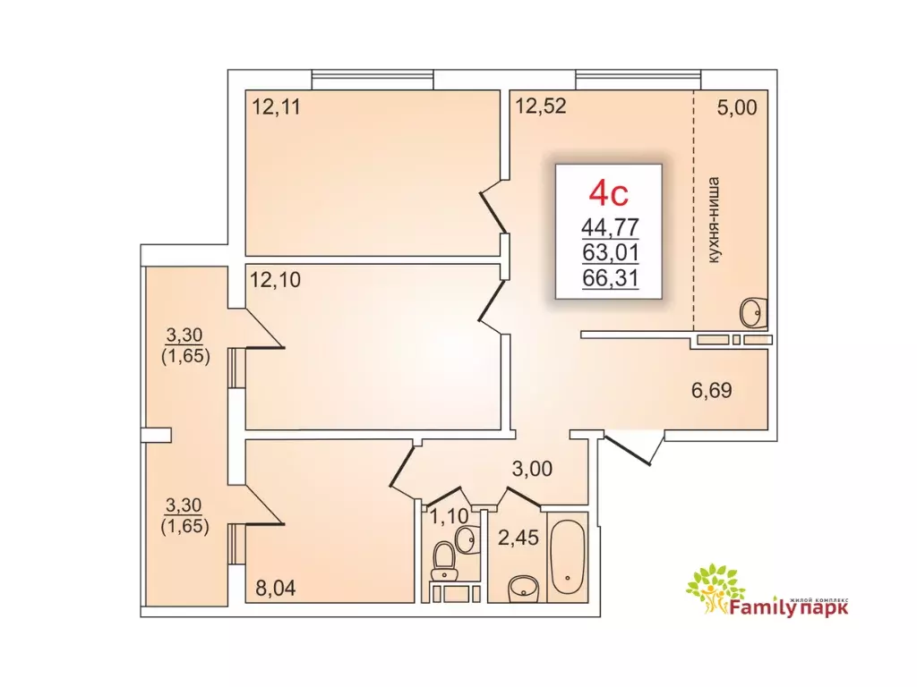Продаётся 3-к квартира, 64.3 м - Фото 1