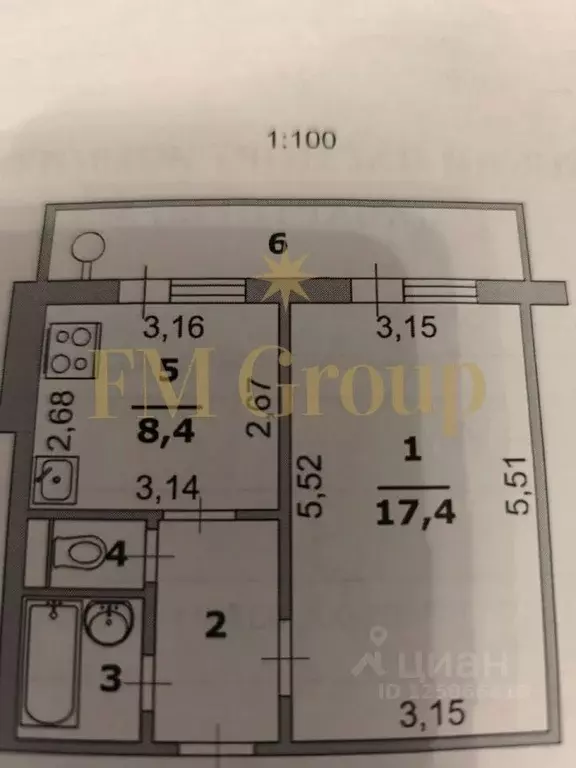 1-к кв. Белгородская область, Белгород ул. Есенина, 48 (33.8 м) - Фото 2
