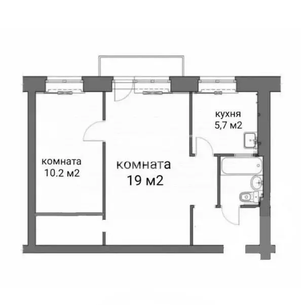 2-комнатная квартира: Липецк, площадь Мира, 4 (42.1 м) - Фото 1
