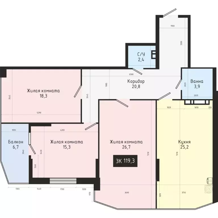 2-к кв. Ставропольский край, Ставрополь № 28 мкр,  (85.3 м) - Фото 1