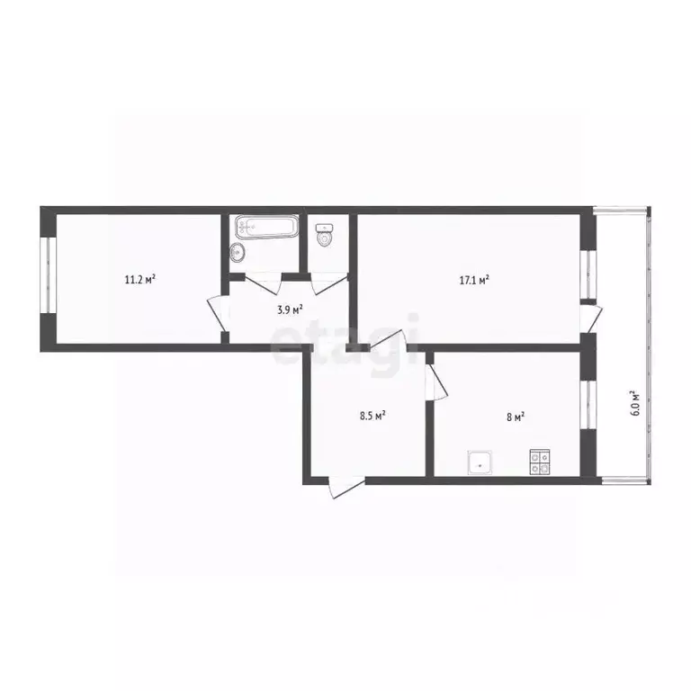 2-к кв. Вологодская область, Череповец ул. Наседкина, 11 (48.0 м) - Фото 1