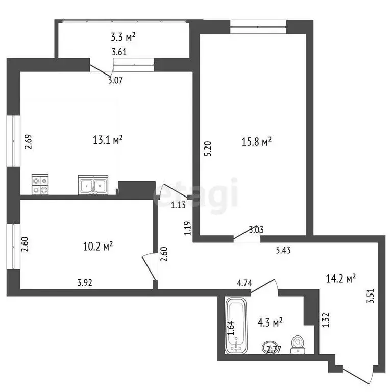 2-комнатная квартира: Самара, Московское шоссе, 18-й километр (57.5 м) - Фото 1