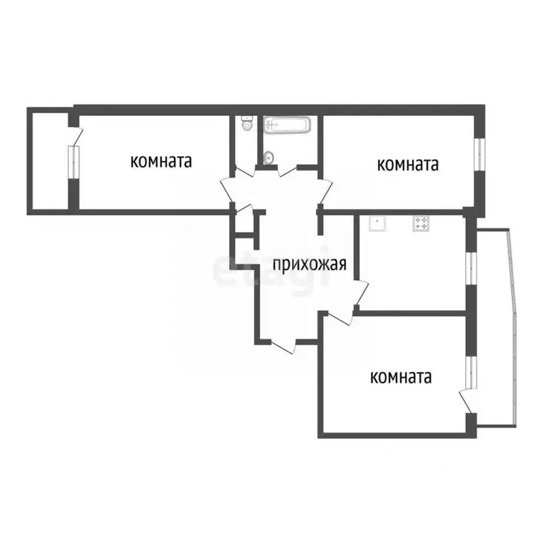 3-к кв. Бурятия, Улан-Удэ ул. Трубачеева, 152А (70.0 м) - Фото 2