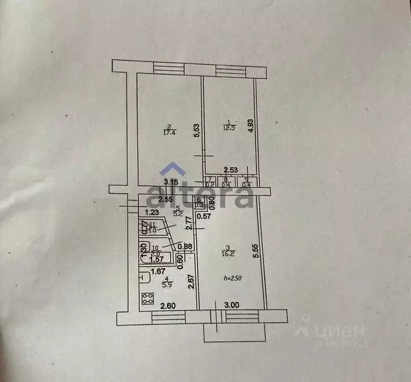 3-к кв. Татарстан, Казань ул. Академика Губкина, 28А (61.5 м) - Фото 2
