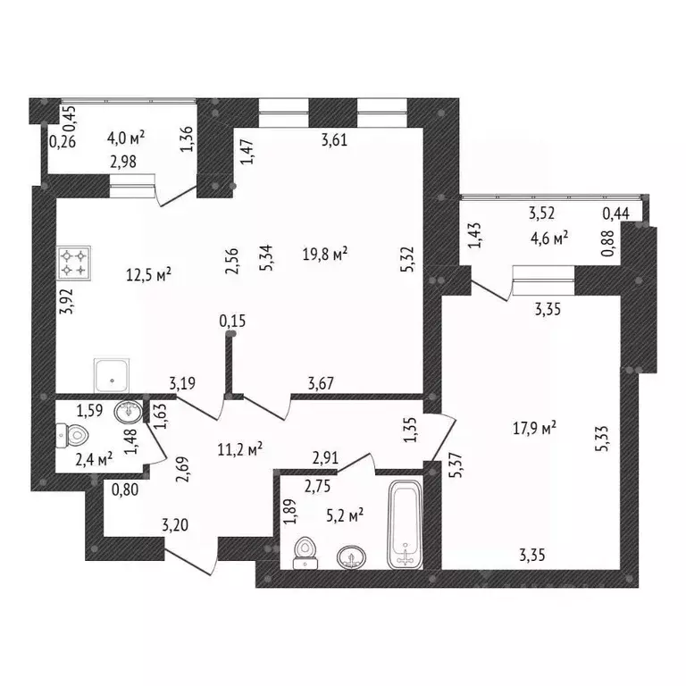 2-к кв. Башкортостан, Уфа бул. Ибрагимова, 32 (77.6 м) - Фото 1