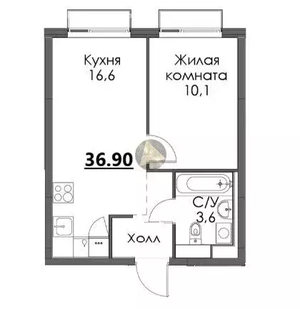 1-комнатная квартира: Санкт-Петербург, Лиговский проспект, 244 (36.9 ... - Фото 1