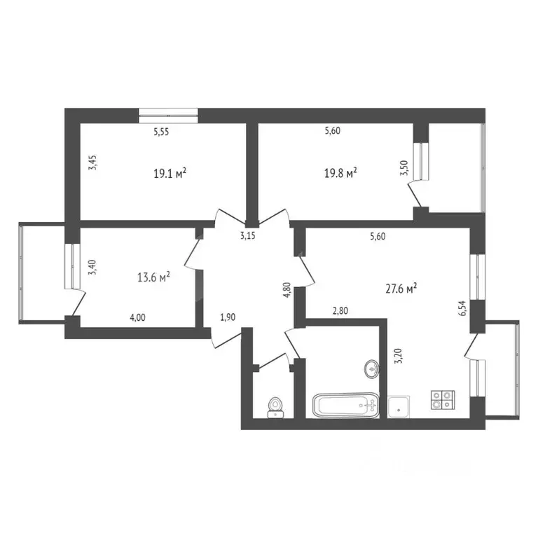 4-к кв. Тюменская область, Тюмень ул. Шиллера, 46 (103.0 м) - Фото 1