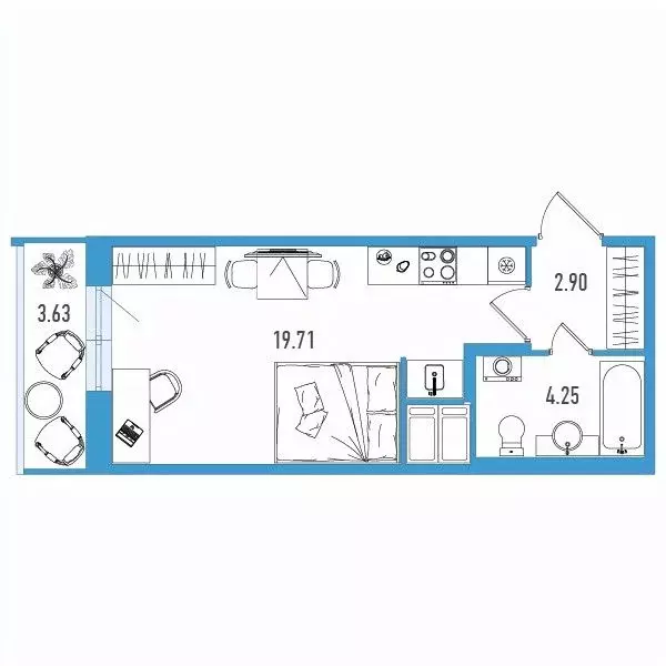 Студия Санкт-Петербург ул. Тельмана, 37 (27.95 м) - Фото 0