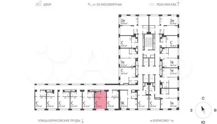 Квартира-студия, 22,4 м, 3/30 эт. - Фото 1