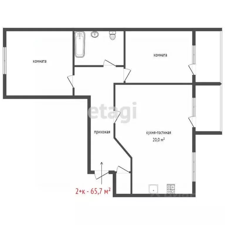 2-к кв. Свердловская область, Екатеринбург ул. Готвальда, 3 (65.7 м) - Фото 2