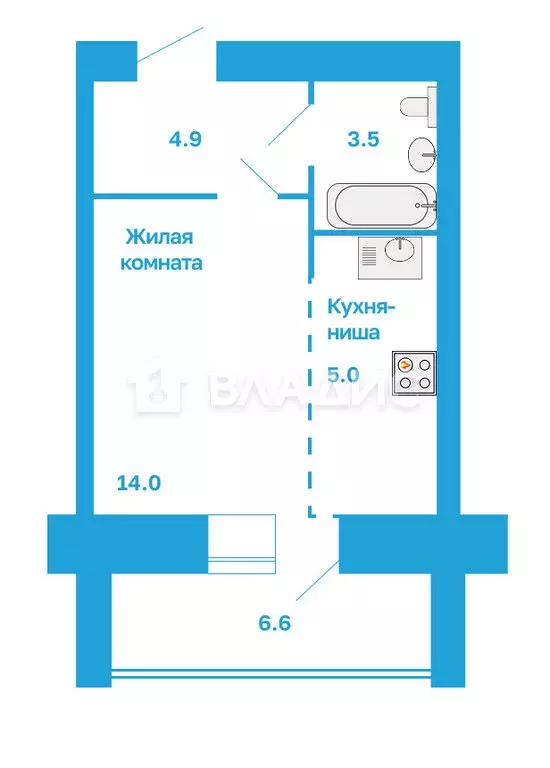 Квартира-студия: село Чигири, улица Василенко, 7/3 (30.6 м) - Фото 1