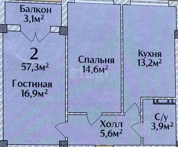 2-к кв. Дагестан, Махачкала Ветеран мкр, ул. Сетевая, 5 (57.0 м) - Фото 1