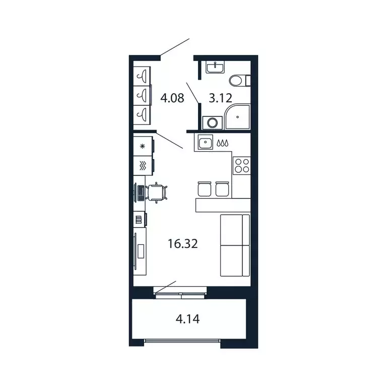 Квартира-студия: Новоселье, Центральная улица, 30к1 (23.2 м) - Фото 1
