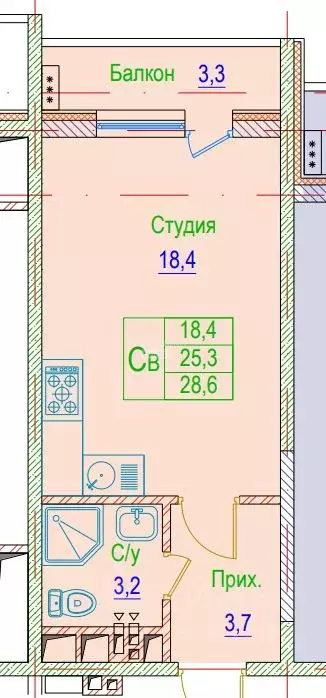 Студия Чеченская республика, Грозный просп. В.В. Путина (28.6 м) - Фото 0