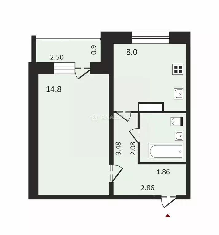 1-к кв. Липецкая область, Липецк ул. Леонтия Кривенкова, 15 (32.0 м) - Фото 2
