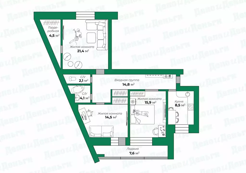 3-комнатная квартира: Киров, Московская улица, 156 (89.6 м) - Фото 2