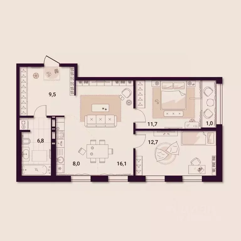 2-к кв. Приморский край, Артем ул. Куйбышева, 11А (65.75 м) - Фото 1