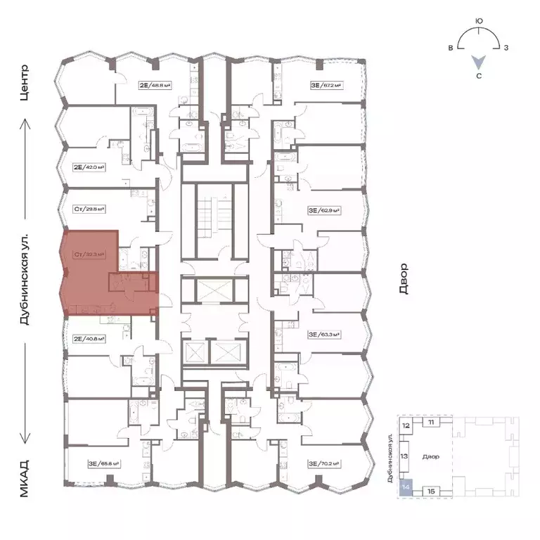 Студия Москва Дубнинская ул., 79к21 (32.3 м) - Фото 2