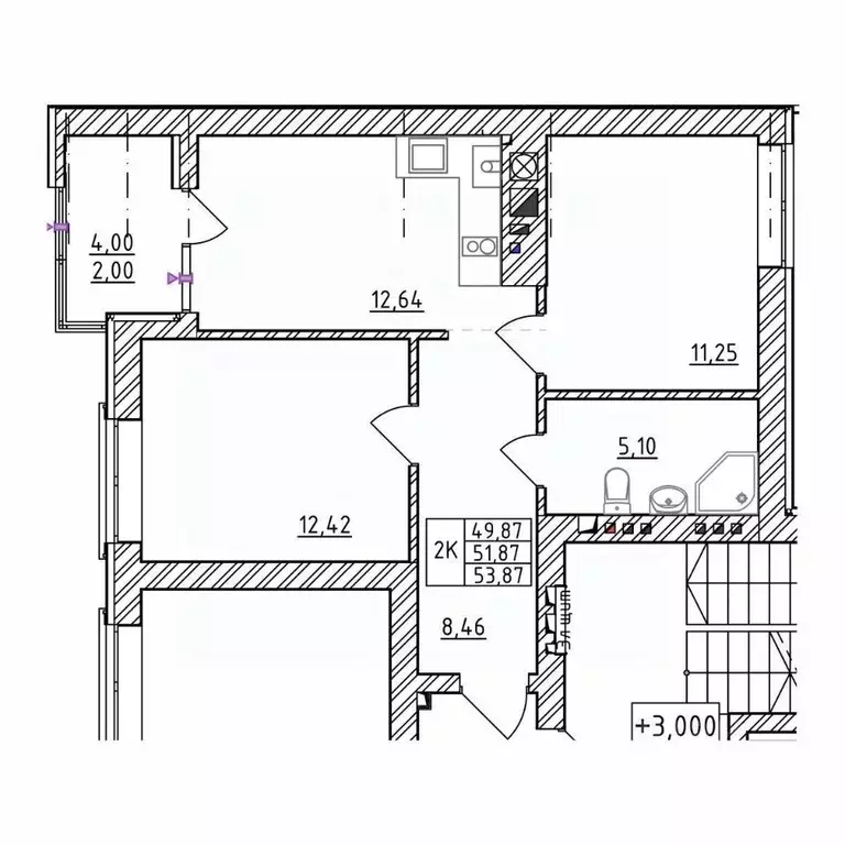 2-к кв. Калининградская область, Зеленоградск  (53.87 м) - Фото 1