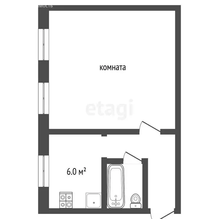 1-комнатная квартира: Ярославль, переулок Минина, 20 (29.4 м) - Фото 0